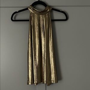 Shimmery Gold Sleeveless Halter Top